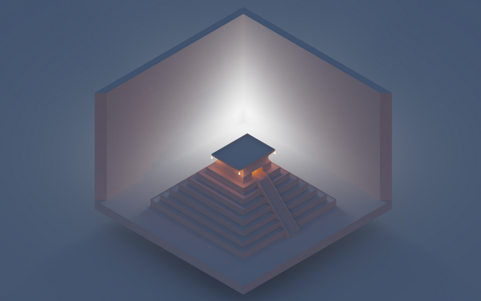Isometric minimalist pyramid with interior lighting