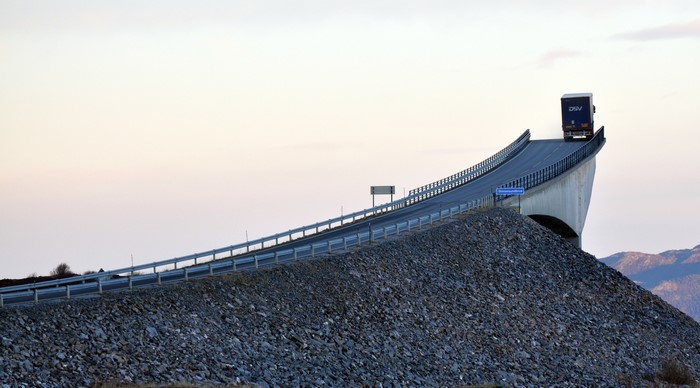 DSV truck on Storseisundet Bridge, Norway
