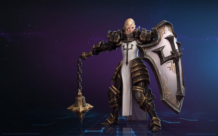 Female Crusader from Diablo with Mace and Shield