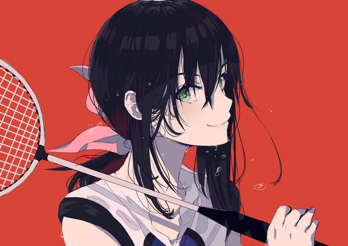 Hanesaki Ayano from HANEBADO! with badminton racket