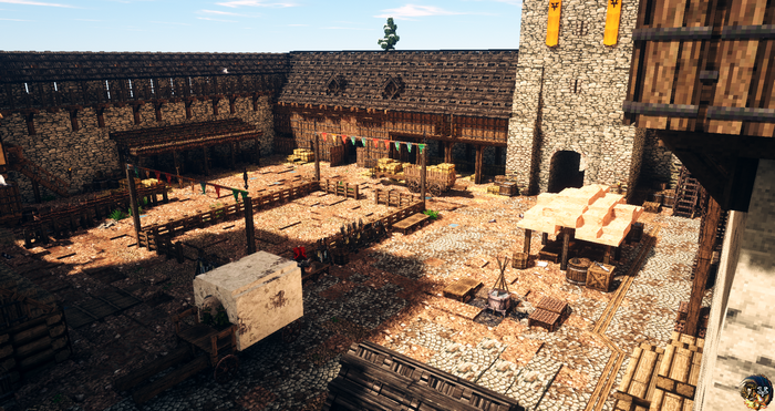 Courtyard of a medieval Minecraft castle