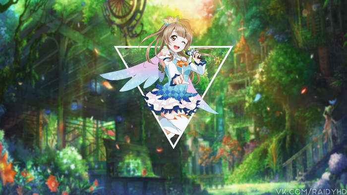 Anime girl with wings in a forest