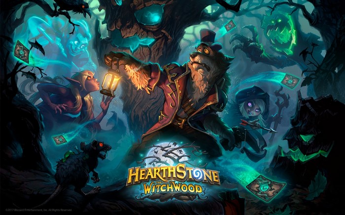Hearthstone: The Witchwood characters in a spooky forest