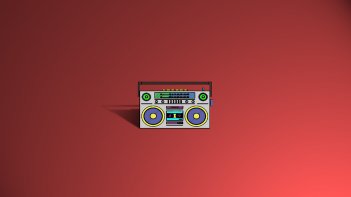 Colorful boombox with cassette player