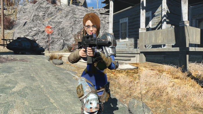 Woman with gun in Fallout 4