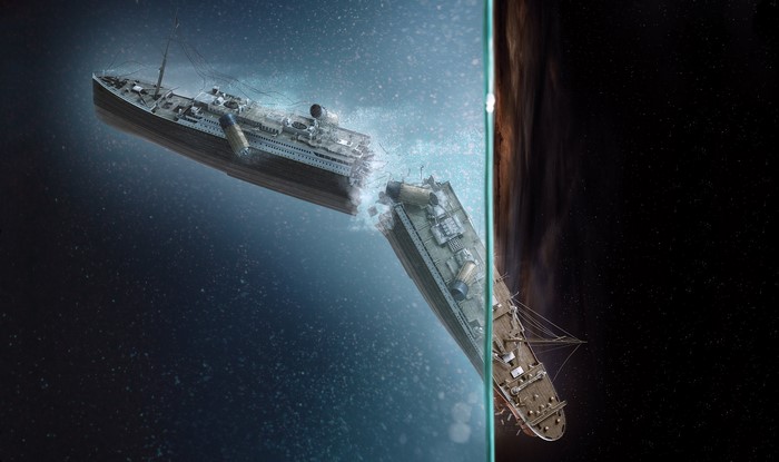 The Titanic sinking in space