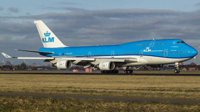 KLM Boeing 747 aircraft on runway