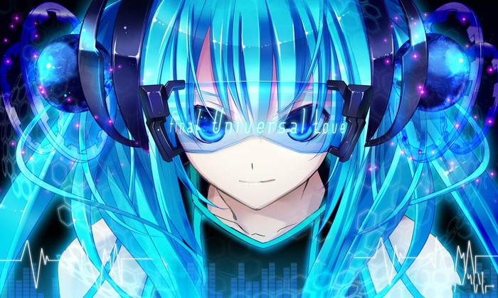 Hatsune Miku from Vocaloid with cyan hair and headphones