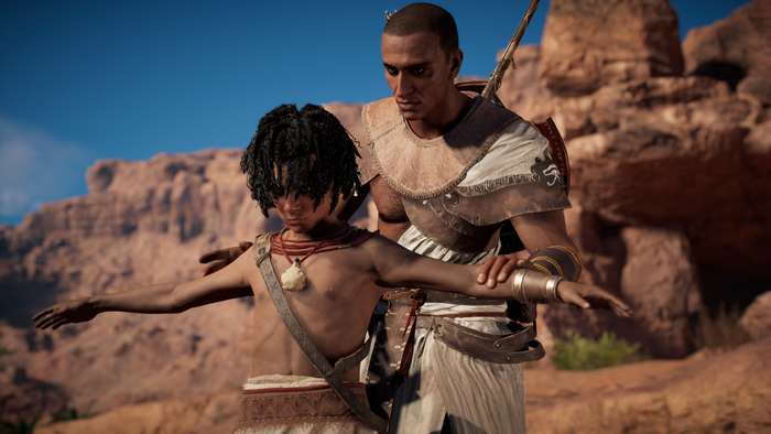 Bayek and Khemu from Assassin's Creed Origins in Egypt