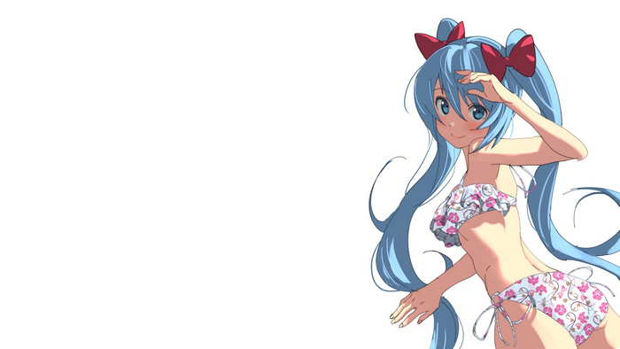 Hatsune Miku in White Floral Swimsuit