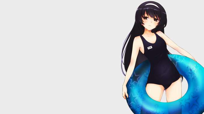 Reizei Mako from Girls und Panzer with a swim ring