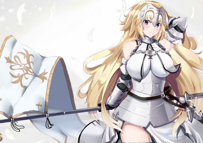 Jeanne d'Arc from Fate/Grand Order holding a flag