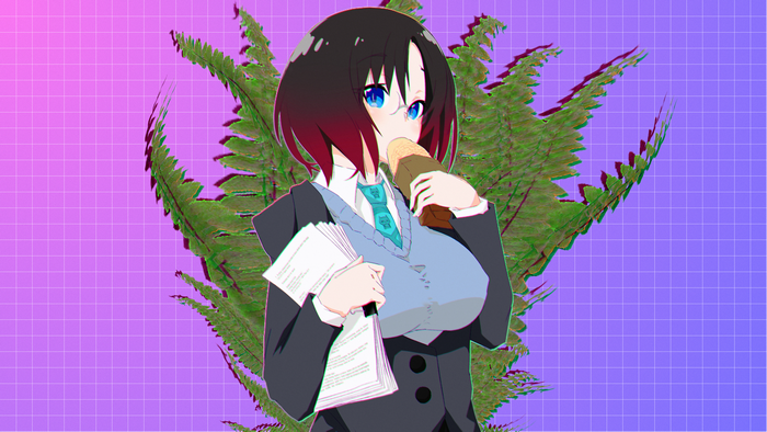4K Elma Jouii from Kobayashi-san Chi no Maid Dragon eating bread