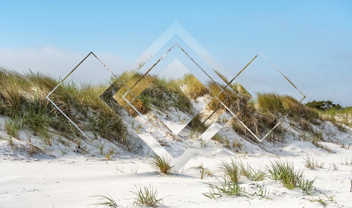Beach dunes with geometric overlay