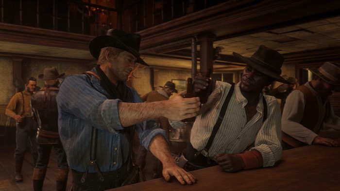 Arthur Morgan and Lenny Summers in Red Dead Redemption 2