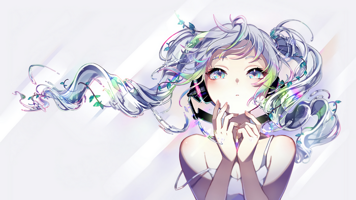Hatsune Miku from Vocaloid with headphones