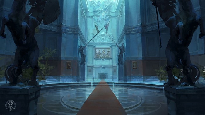 Grand Hall with Statues and Artwork