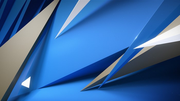 Abstract blue and gold geometric shapes with shadows