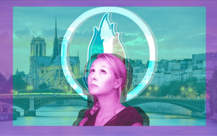 Vaporwave Portrait Over Paris Seine France