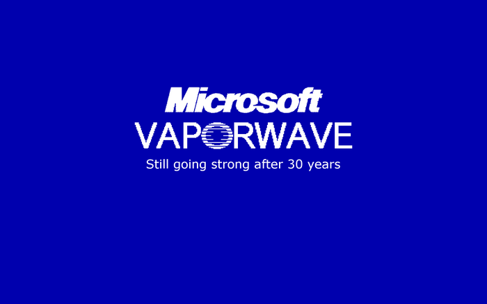 Microsoft Vaporwave logo with slogan
