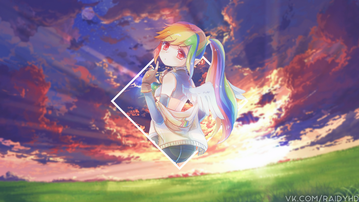Rainbow Dash with Wings in Vibrant Sky