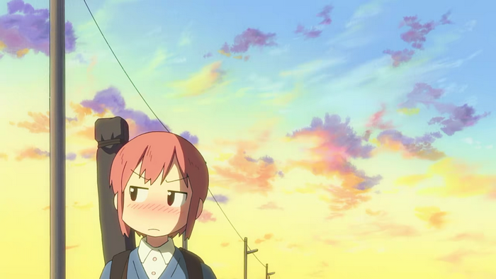 Misato Tachibana from Nichijou with a guitar case