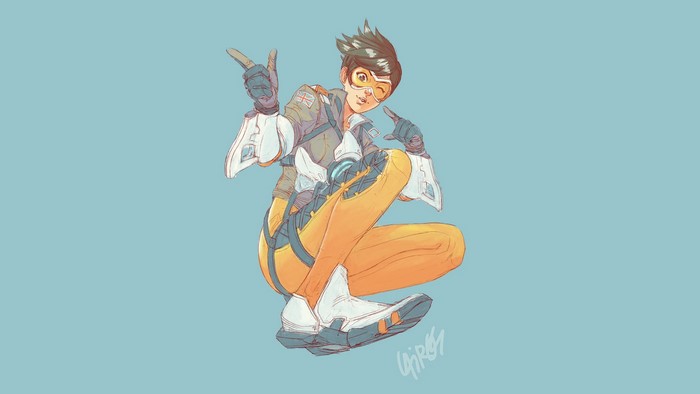Tracer from Overwatch posing