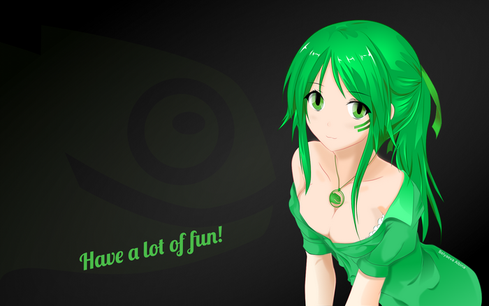 OS-tan from openSUSE with green hair and dress
