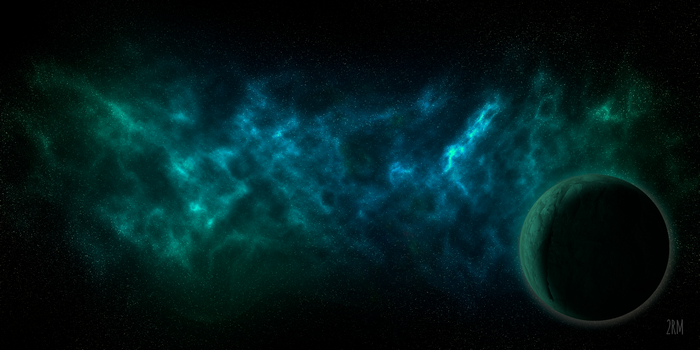 Planet and Nebula in Space 4K