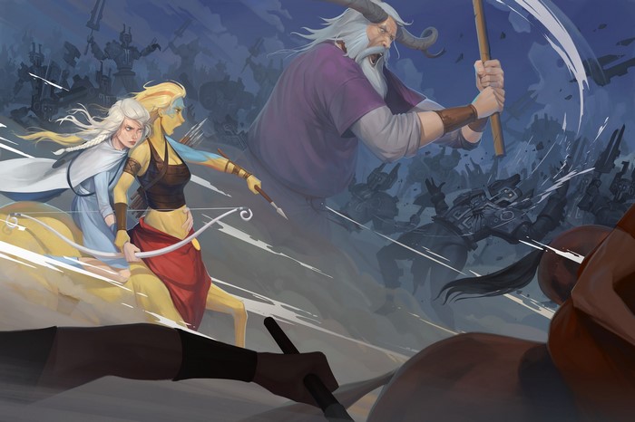 The Banner Saga: Centaur and Giant in Battle