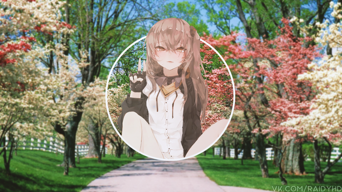 Anime girl with peace sign in a park