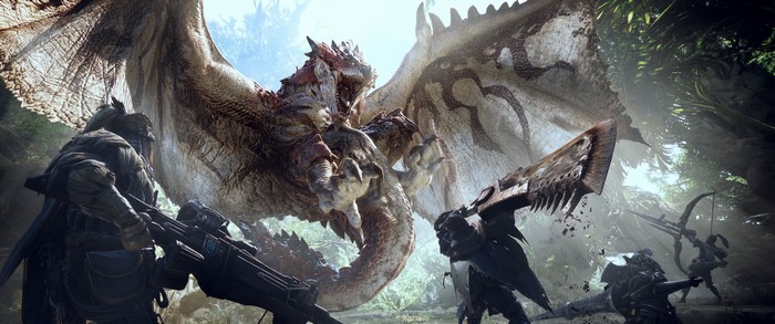 Monster Hunter: World dragon fight with hunters