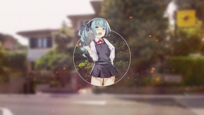Anime girl in school uniform with blue hair