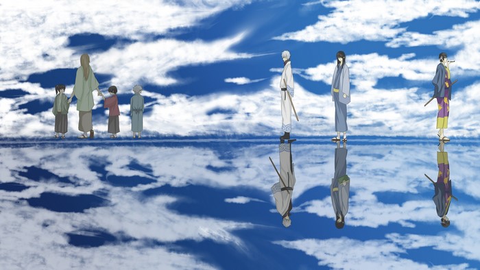 Gintama characters reflected in the sky