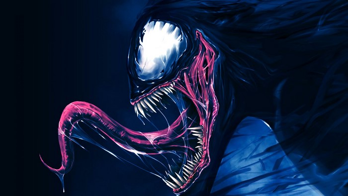 Venom artwork with pink saliva