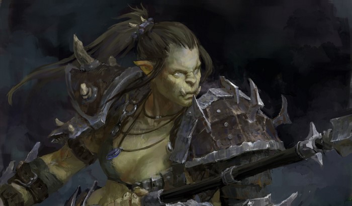 Orc warrior woman with armor and necklace