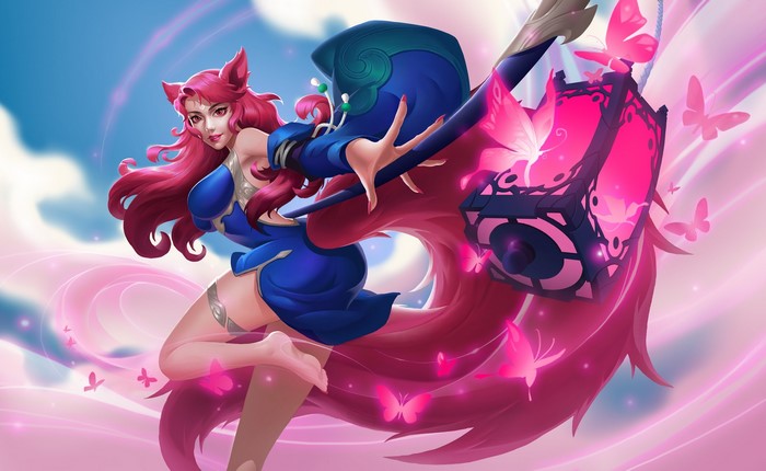 Ahri from League of Legends with magical lantern