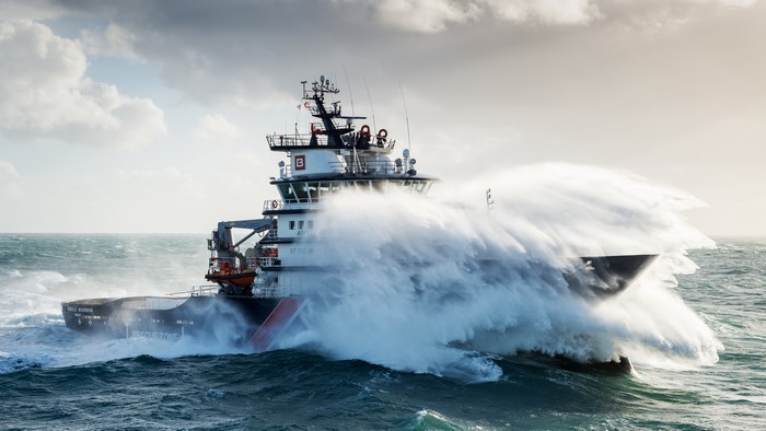 4K French rescue ship in rough seas