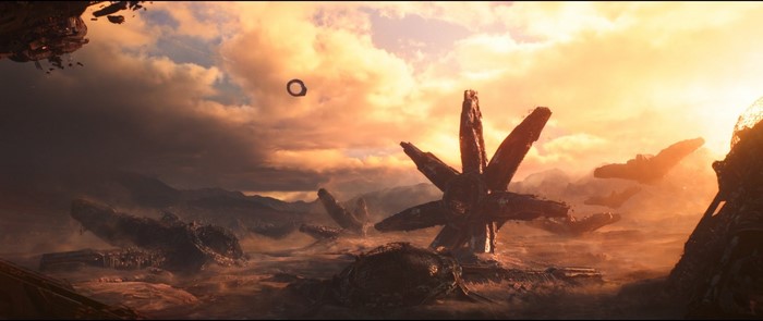 Avengers: Infinity War planet landscape with alien structures