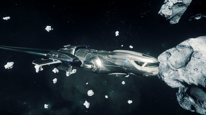 MISC Freelancer ship in Star Citizen near asteroids