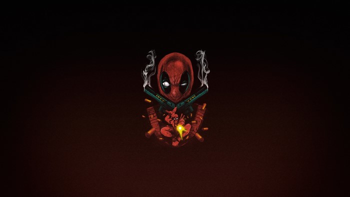 Deadpool with guns and smoke