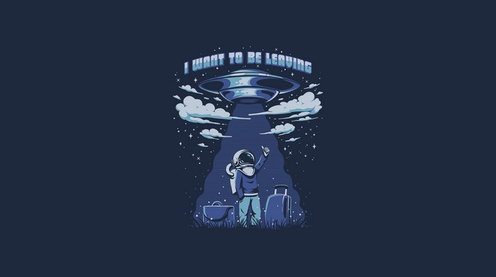 Astronaut with luggage being abducted by UFO