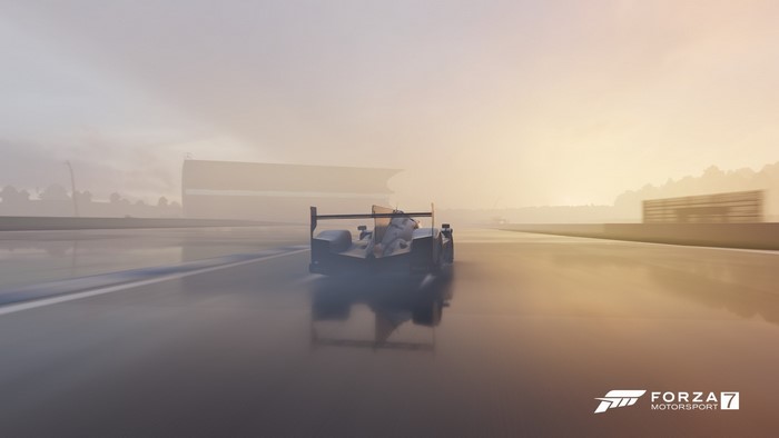 Forza Motorsport 7 race car on wet track