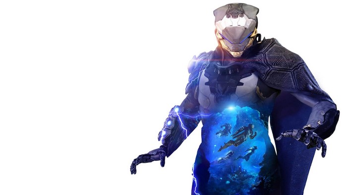 Anthem Javelin suit with space scene inside