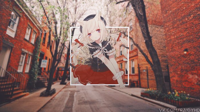Anime girl with cat ears in a dress
