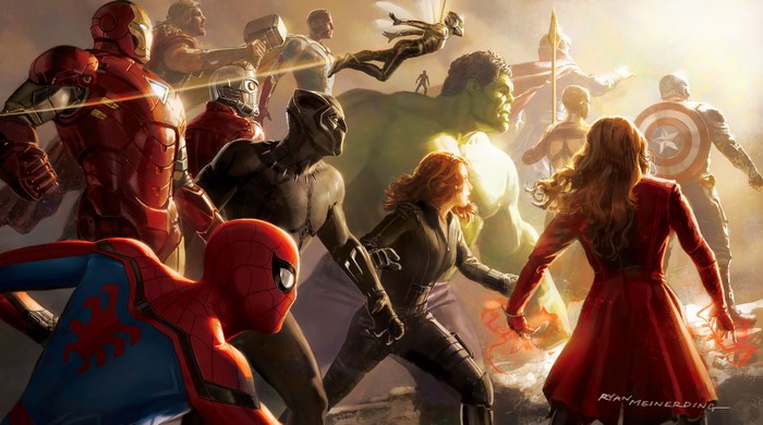 4K Avengers Assemble with Iron Man, Captain America, Hulk, Thor, Black Widow, Black Panther, Spider-Man, Wasp, Ant-Man, Starlord, and Dr. Strange