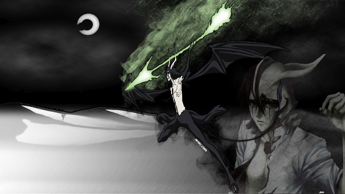 Ulquiorra Cifer from Bleach with green energy spear