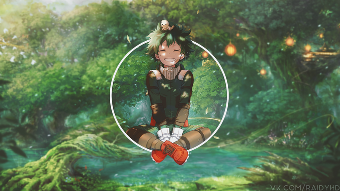 Izuku Midoriya from Boku no Hero Academia in a forest