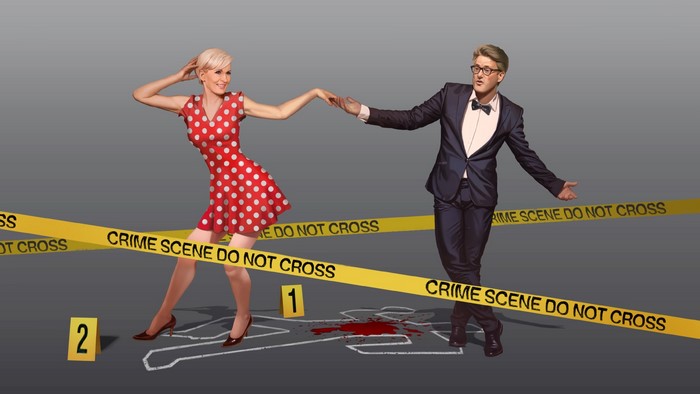 Couple dancing at a crime scene