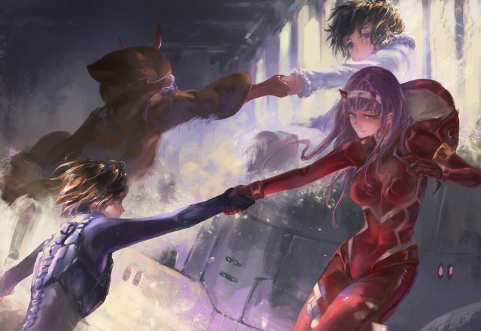 Zero Two and Hiro from Darling in the FranXX
